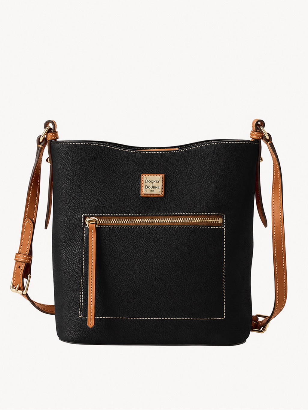 Dooney & Bourke Ridley Black And Tan Shoulder Bag With Adjustable Strap